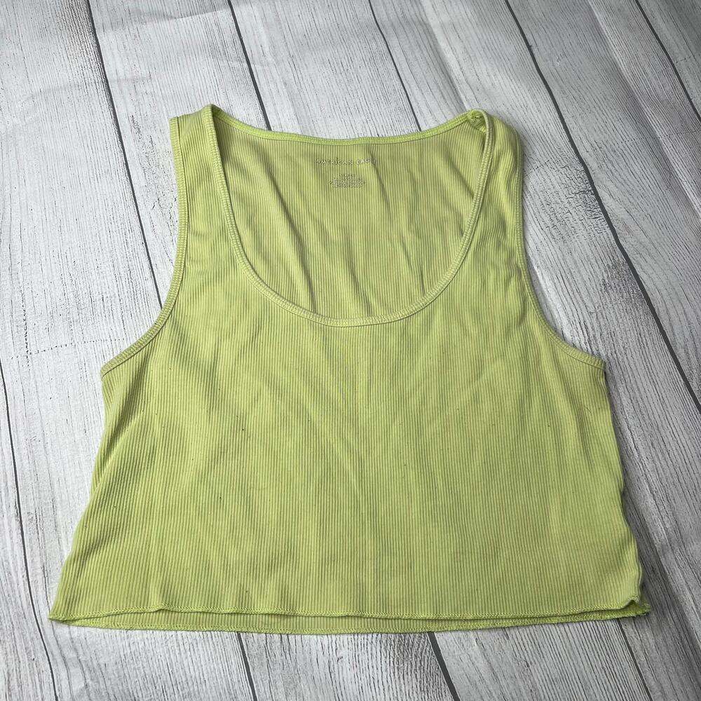 American Eagle Green Ribbed Knit Crop Basic Tank … - image 2